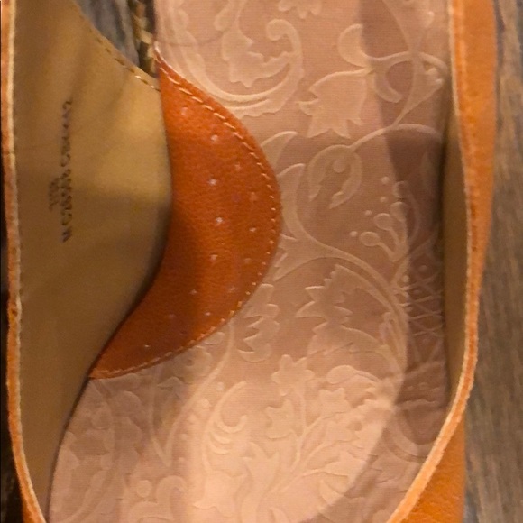 Wedge sling back  sandal orange tangerine leather - Picture 4 of 6